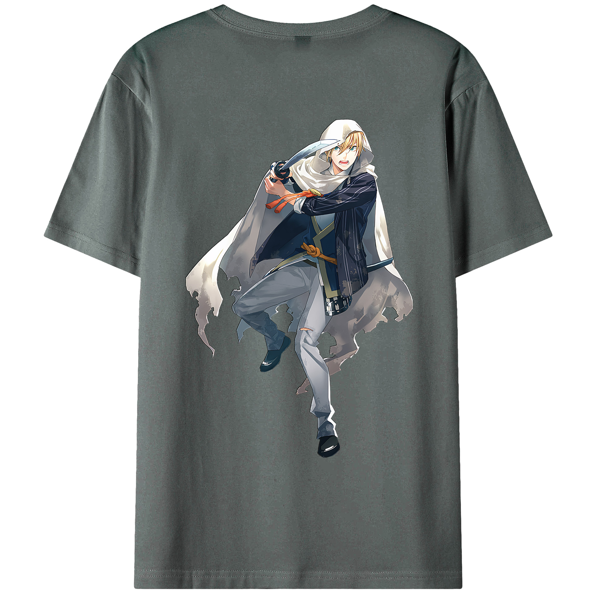 （画像用） 刀剣乱舞 Touken Ranbu 綿100％ メンズ半袖Tシャツ（バックプリント） 通気性